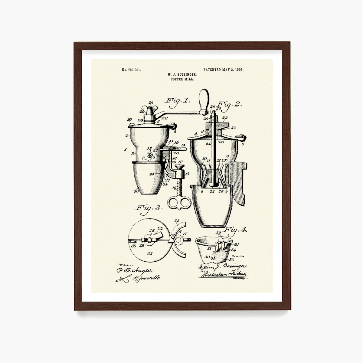 Coffee Grinder Patent Poster, Kitchen Wall Art