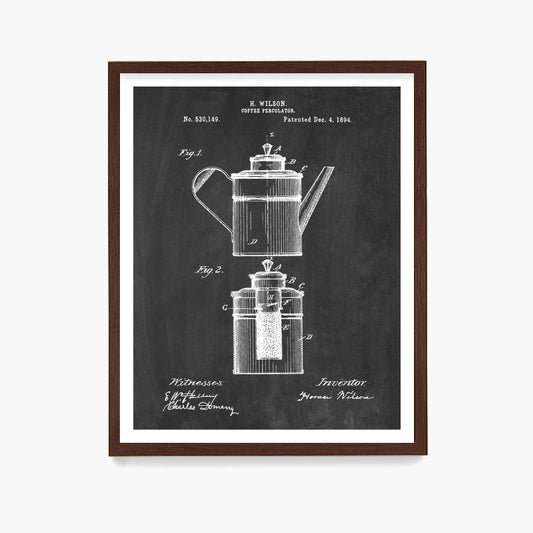 Coffee Percolator Patent Poster, Kitchen Wall Art