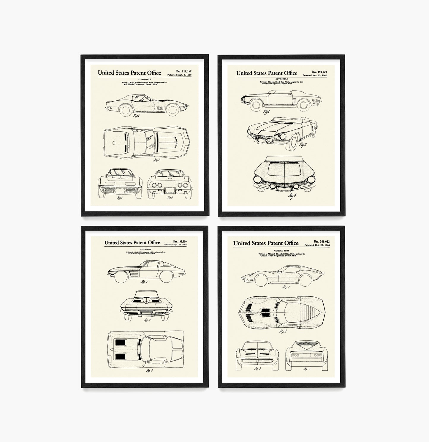 Corvette Patent Wall Art, Corvette Posters
