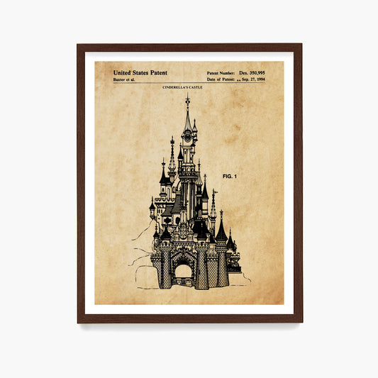 Disney Castle Patent Poster, Disney Patent Wall Art