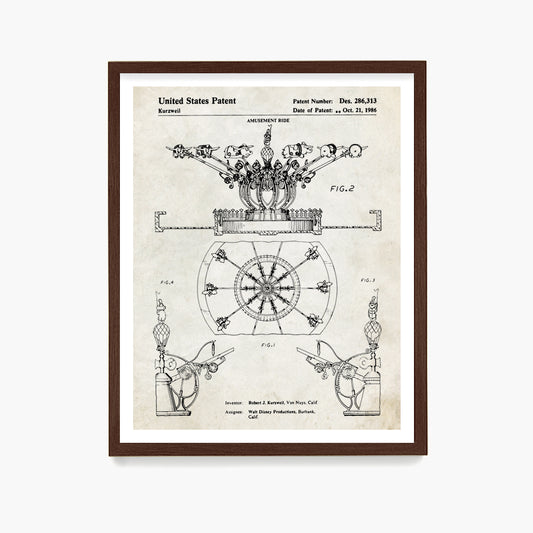 Disney Dumbo Ride Patent Poster, Disney Patent Wall Art