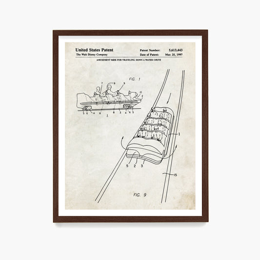 Disney Splash Mountain Patent Poster, Disney Patent Wall Art