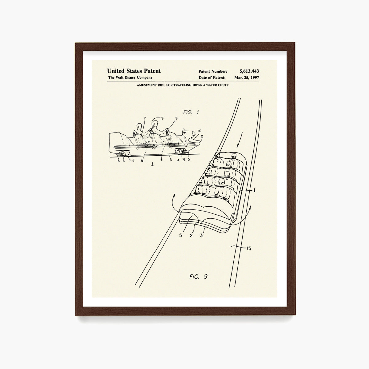 Disney Splash Mountain Patent Poster, Disney Patent Wall Art