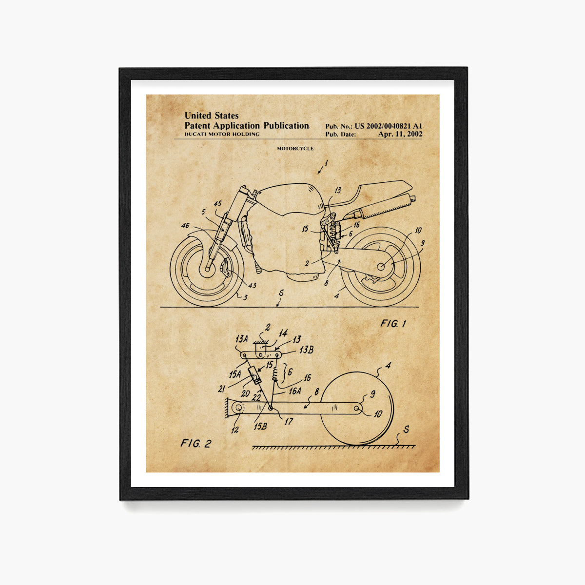 Ducati Motorcycle Patent Poster, Ducati Wall Art