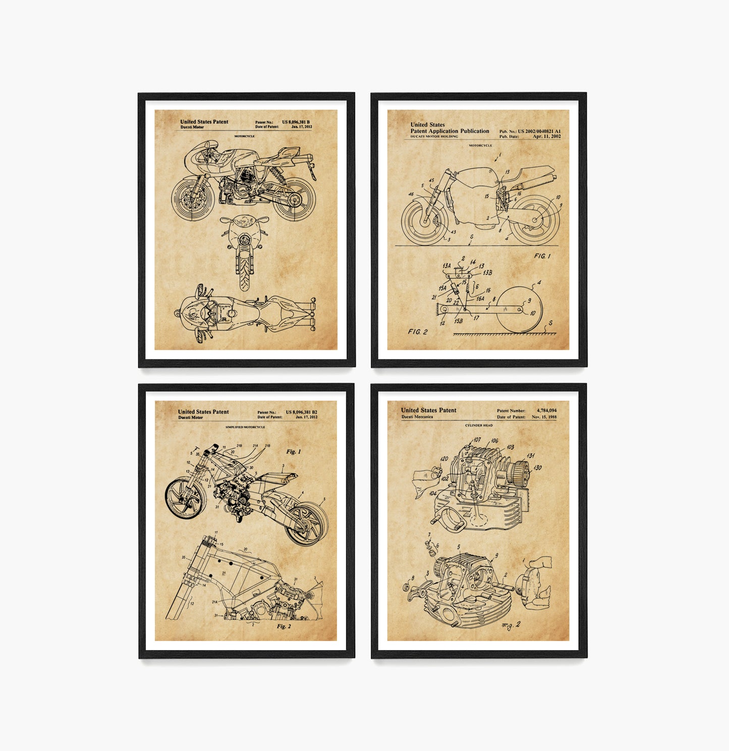 Ducati Motorcycle Patent Wall Art, Ducati Posters