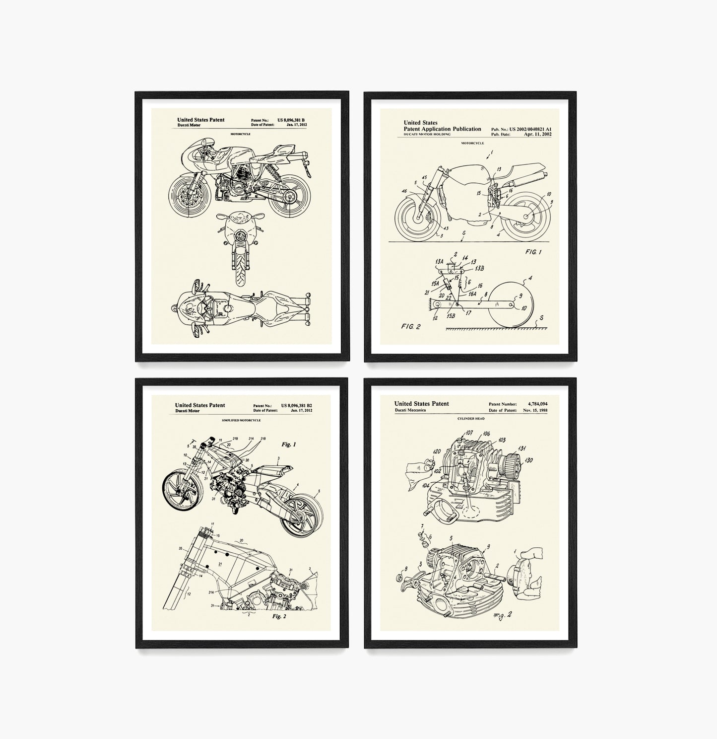 Ducati Motorcycle Patent Wall Art, Ducati Posters