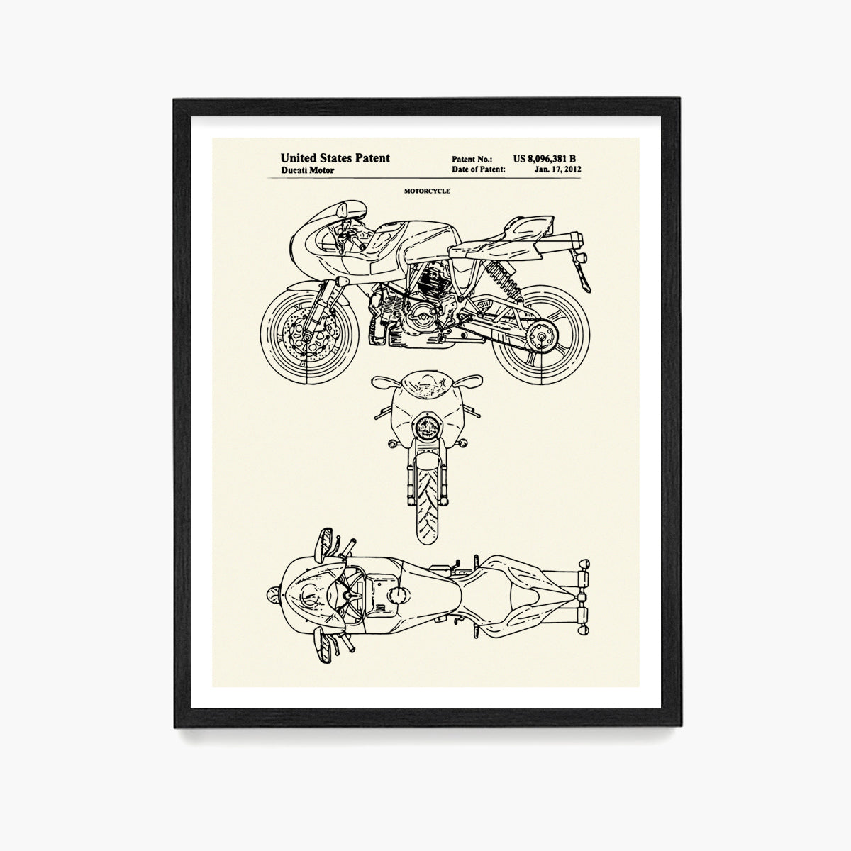 Ducati Motorcycle Patent Poster, Ducati Motorcycle Wall Art