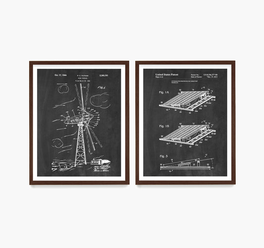 Renewable Energy Patent Wall Art, Wind Turbine Solar Panel Patent Poster