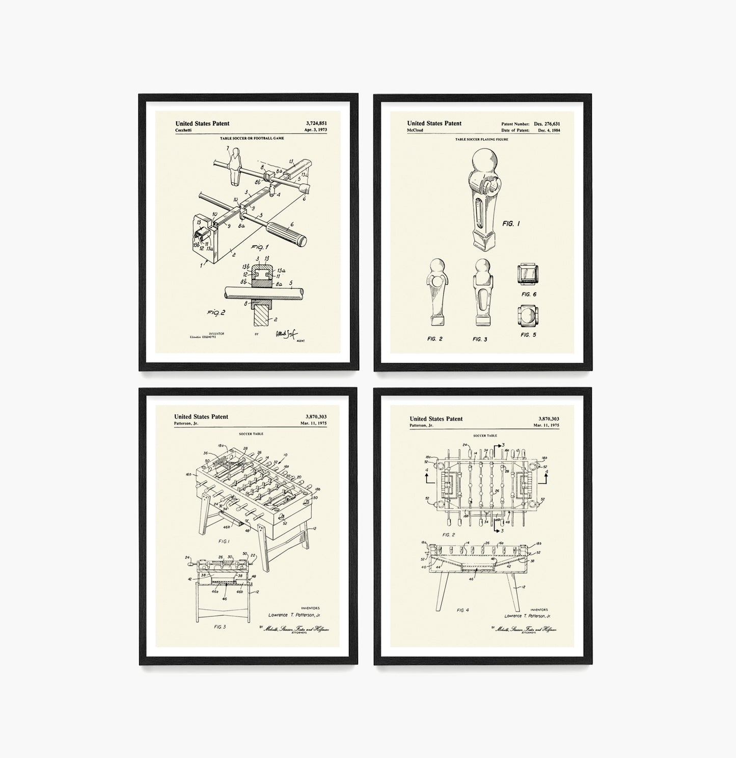 Foosball Patent Wall Art, Game Room Poster Decor