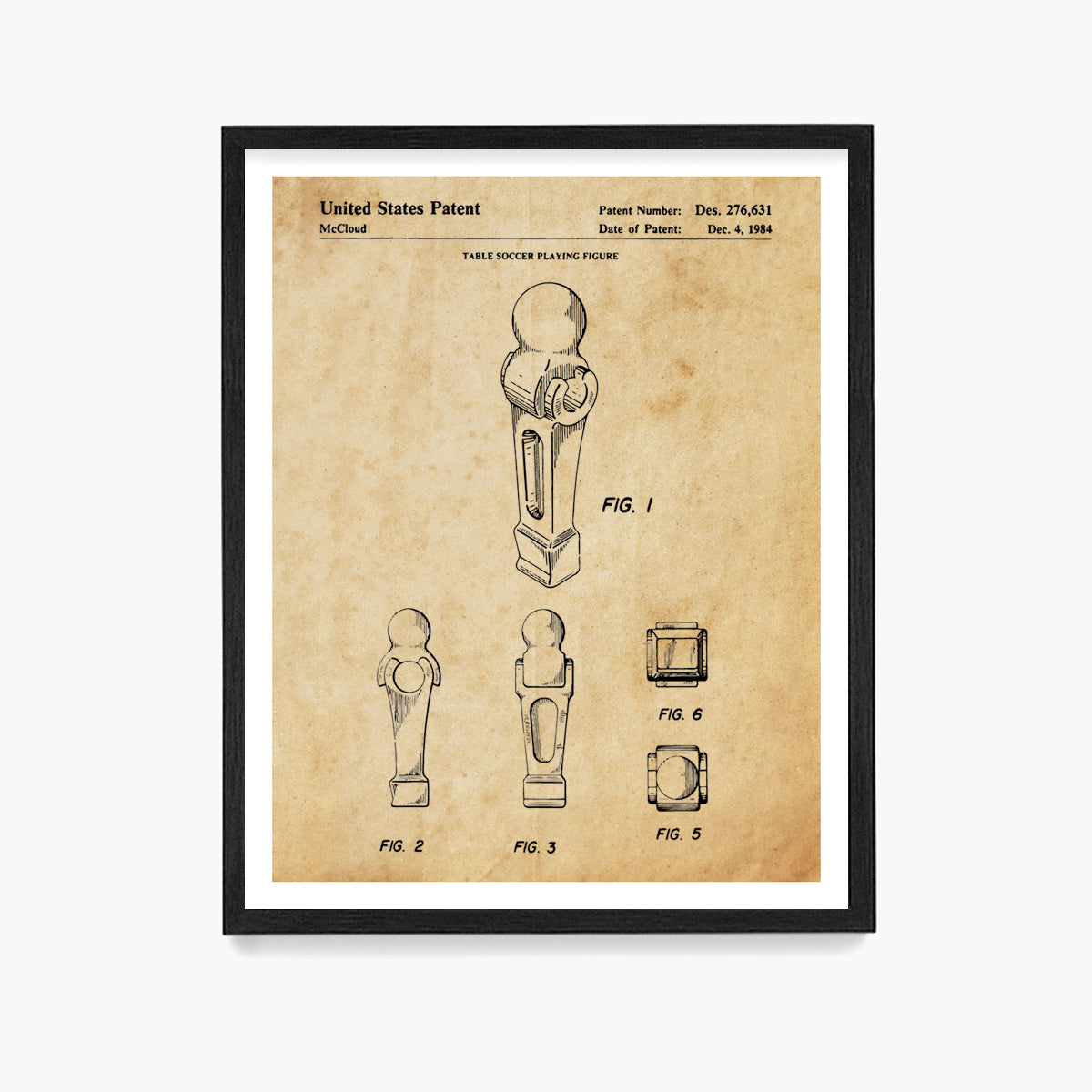 Foosball Patent Poster, Foosball Wall Art, Game Room Decor