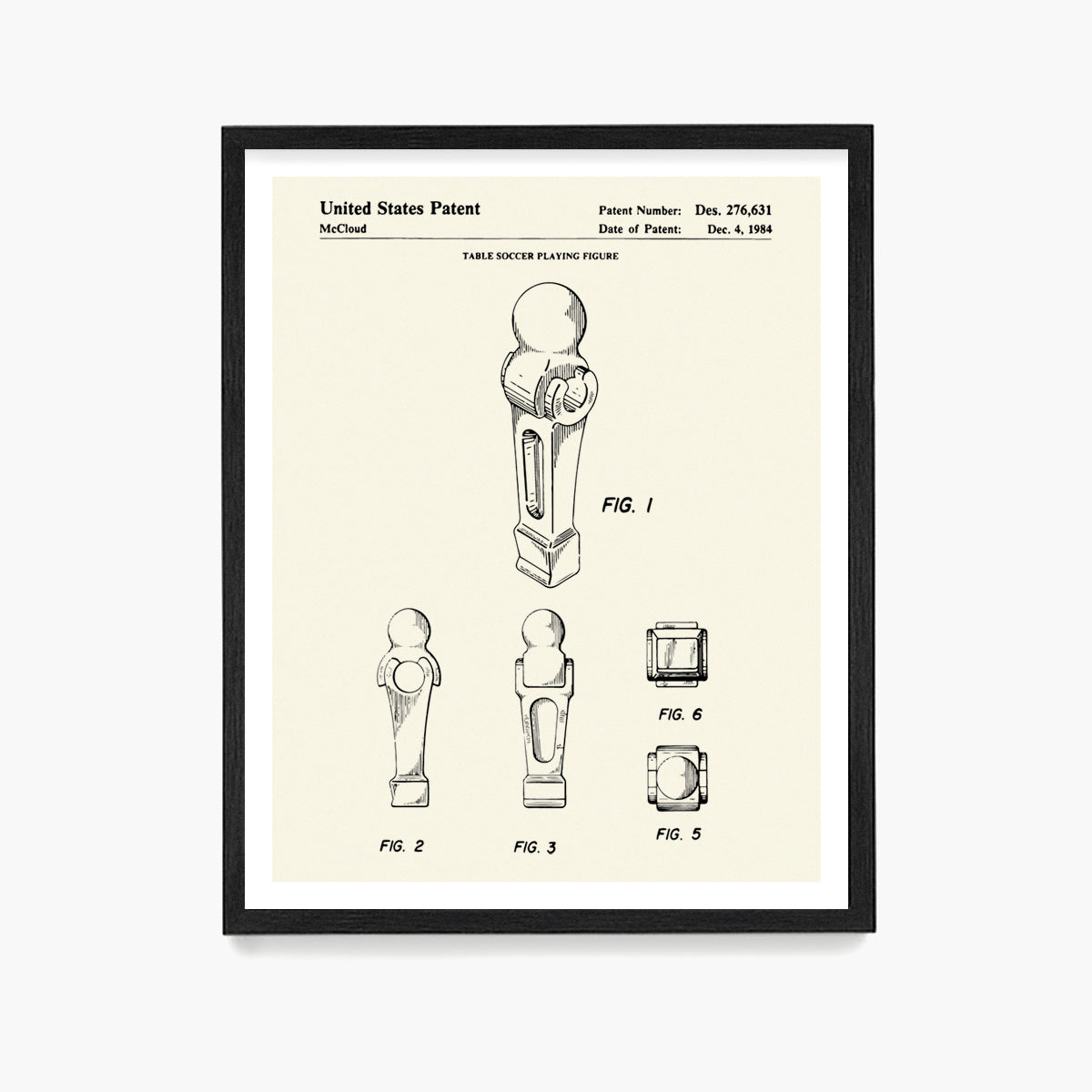 Foosball Patent Poster, Foosball Wall Art, Game Room Decor
