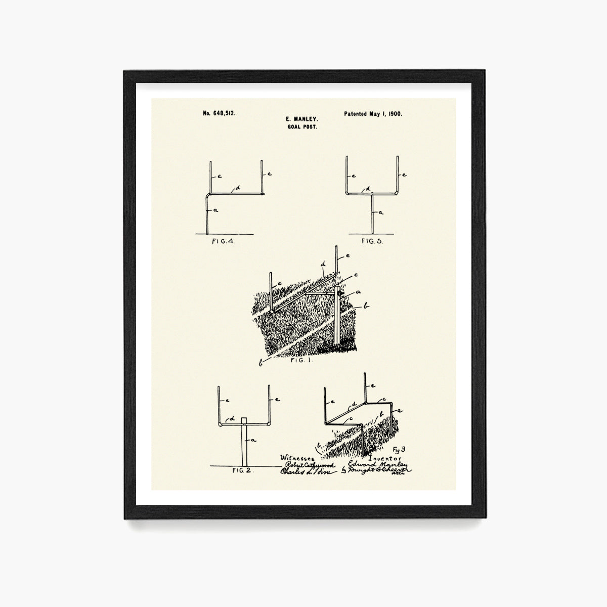 Football Field Goal Post Patent Poster, Football Wall Art