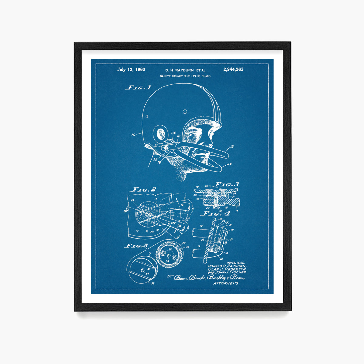Football Helmet Patent Poster, Football Wall Art