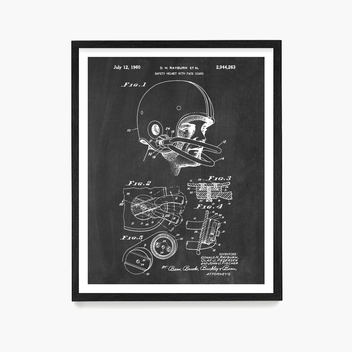 Football Helmet Patent Poster, Football Wall Art