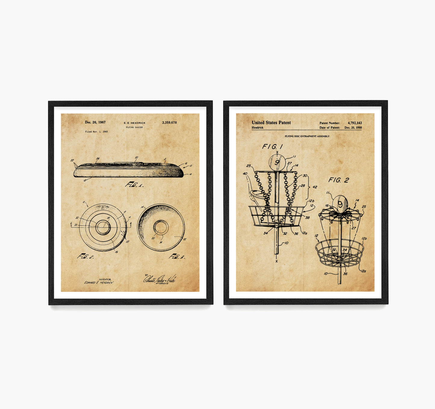 Frisbee Patent Wall Art, Frisbee Golf Posters