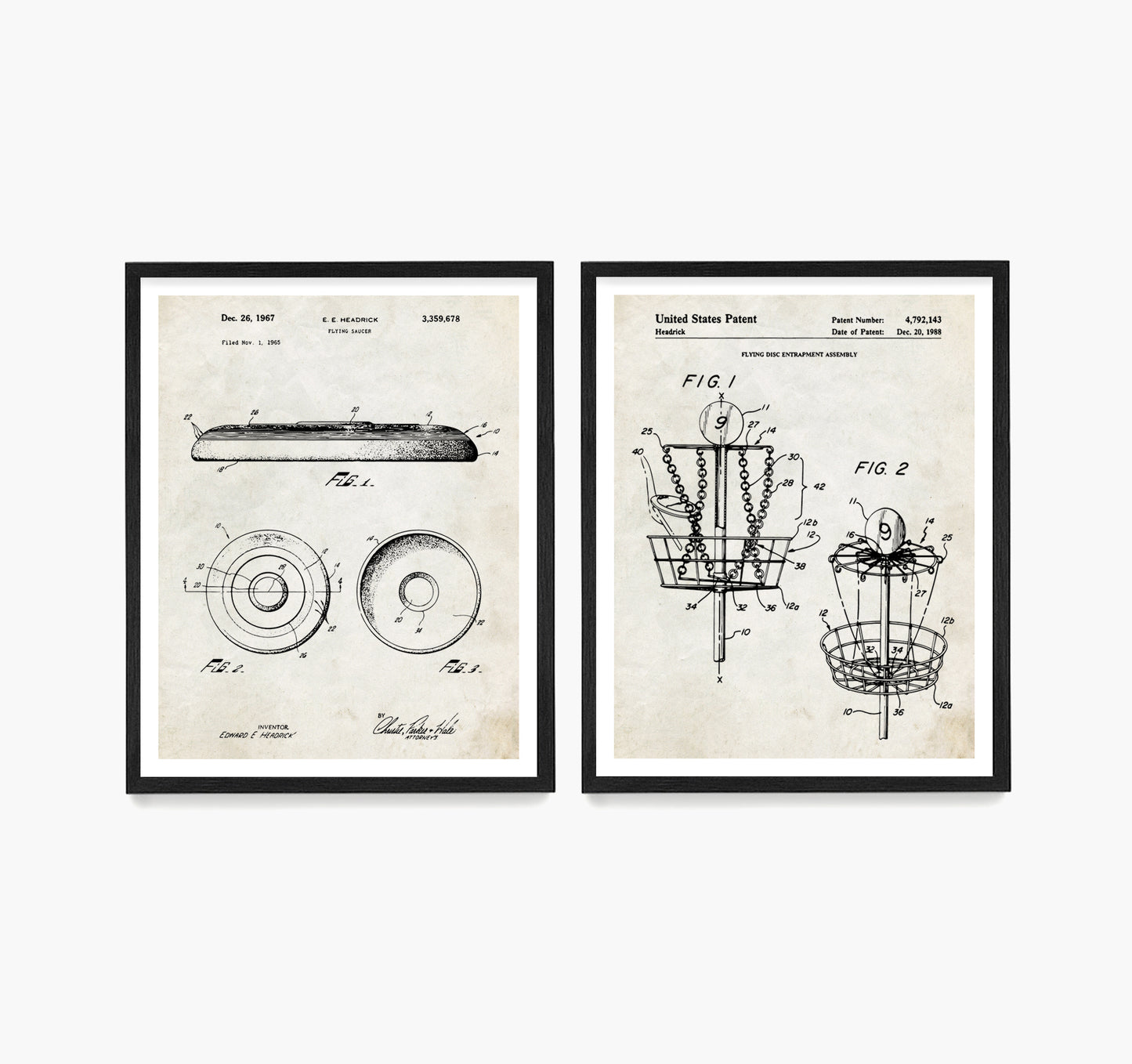Frisbee Patent Wall Art, Frisbee Golf Posters