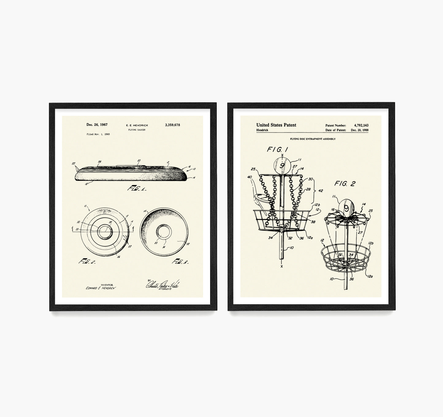 Frisbee Patent Wall Art, Frisbee Golf Posters