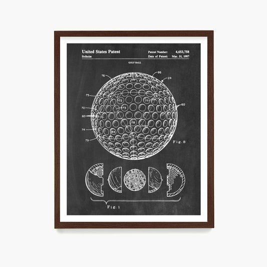 Golf Ball Patent Poster, Golf Wall Art