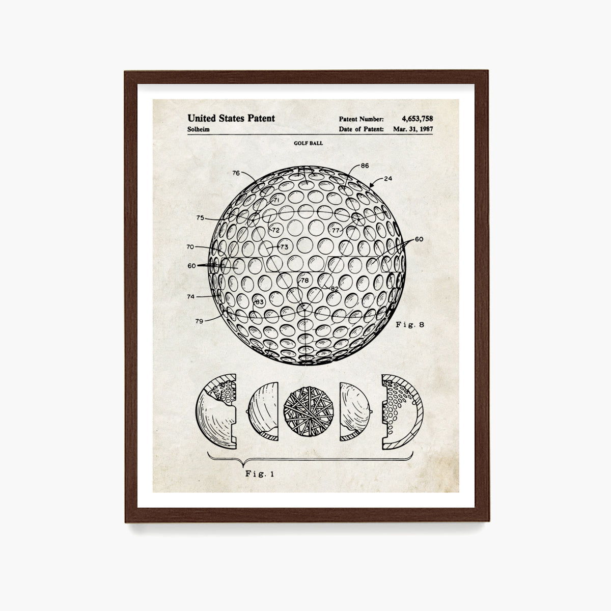 Golf Ball Patent Poster, Golf Wall Art
