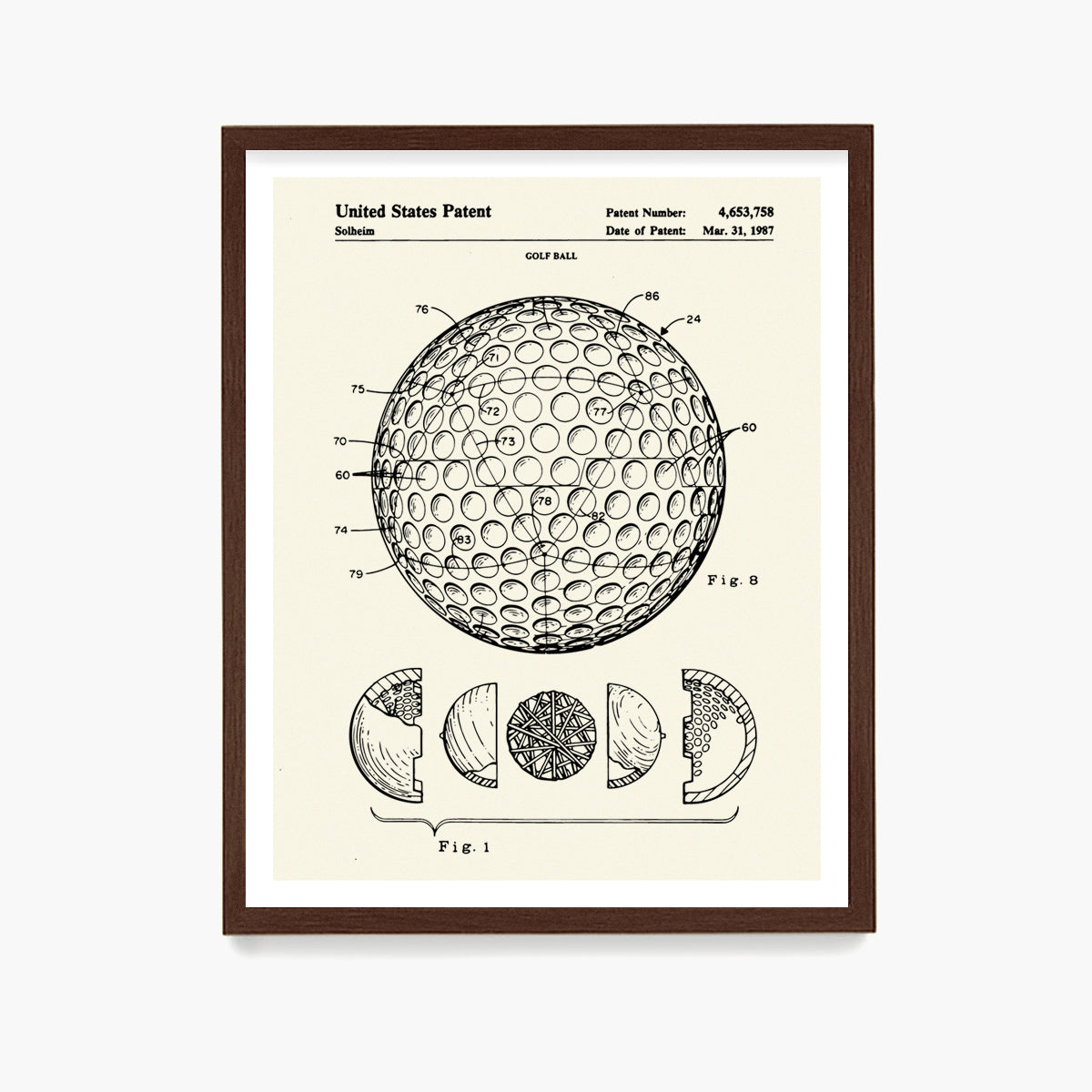 Golf Ball Patent Poster, Golf Wall Art