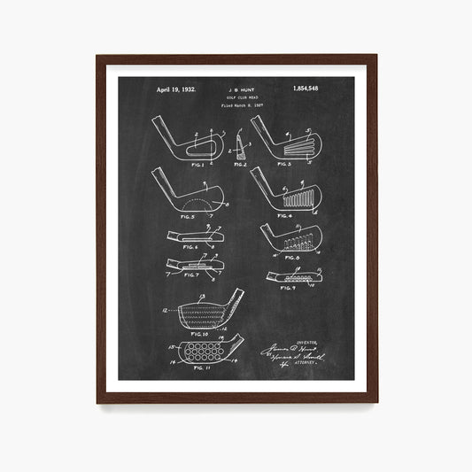 Golf Irons Patent Poster, Golf Wall Art