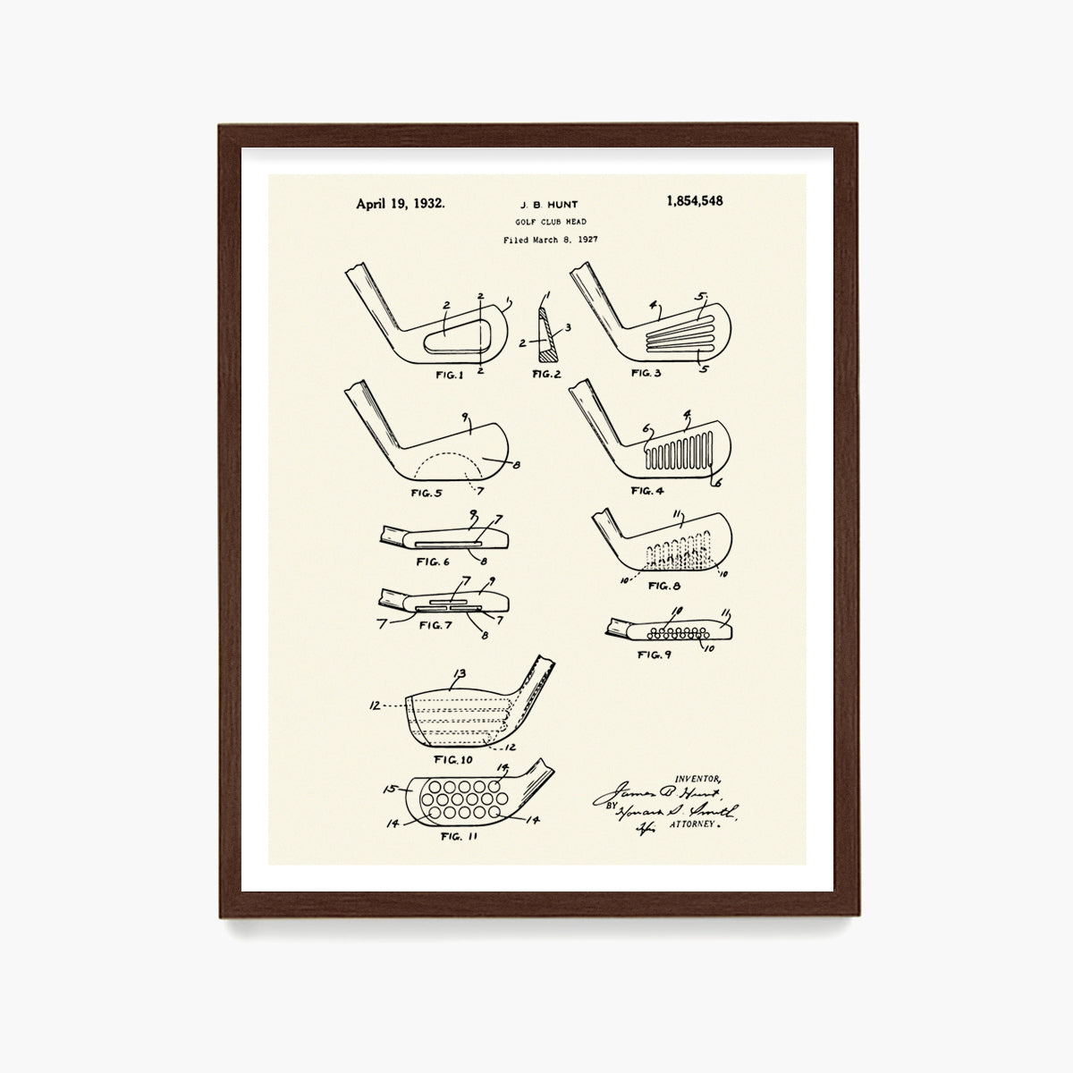 Golf Irons Patent Poster, Golf Wall Art