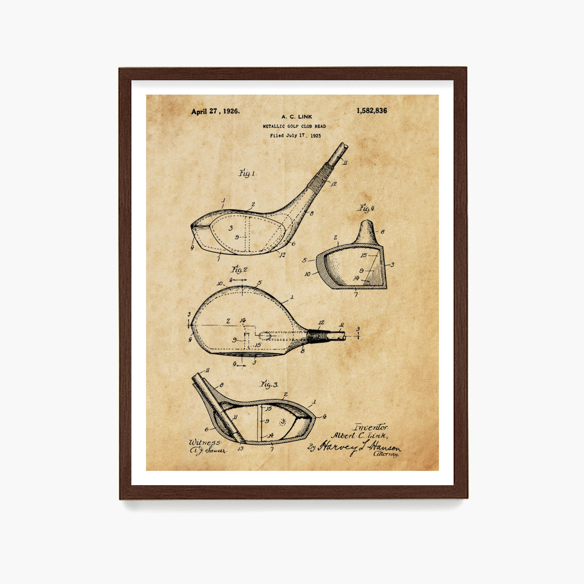 Golf Driver Patent Poster, Golf Wall Art