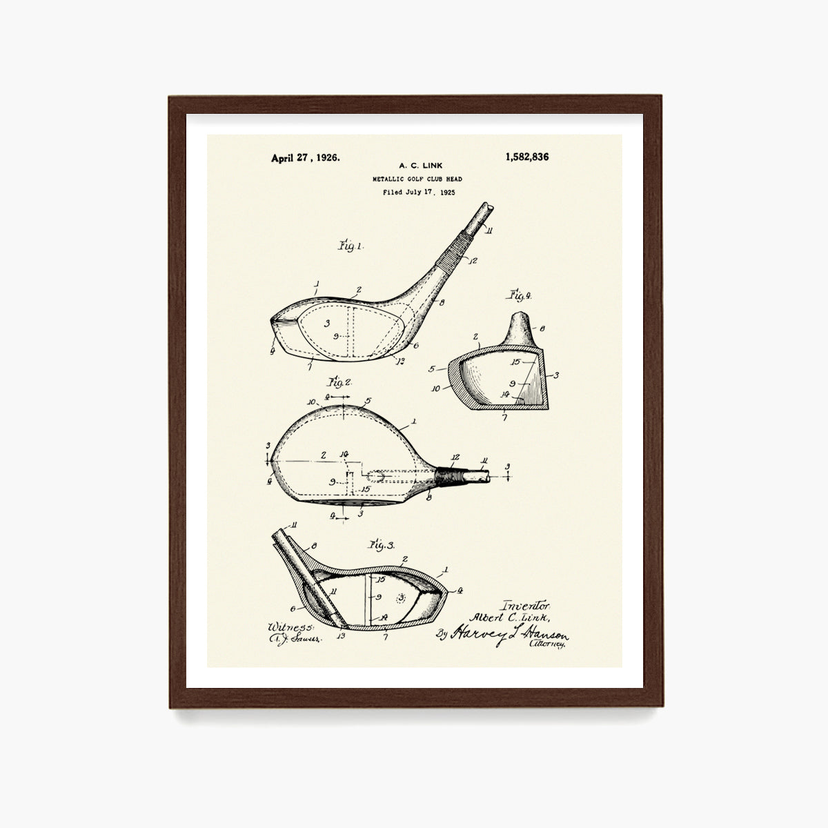 Golf Driver Patent Poster, Golf Wall Art