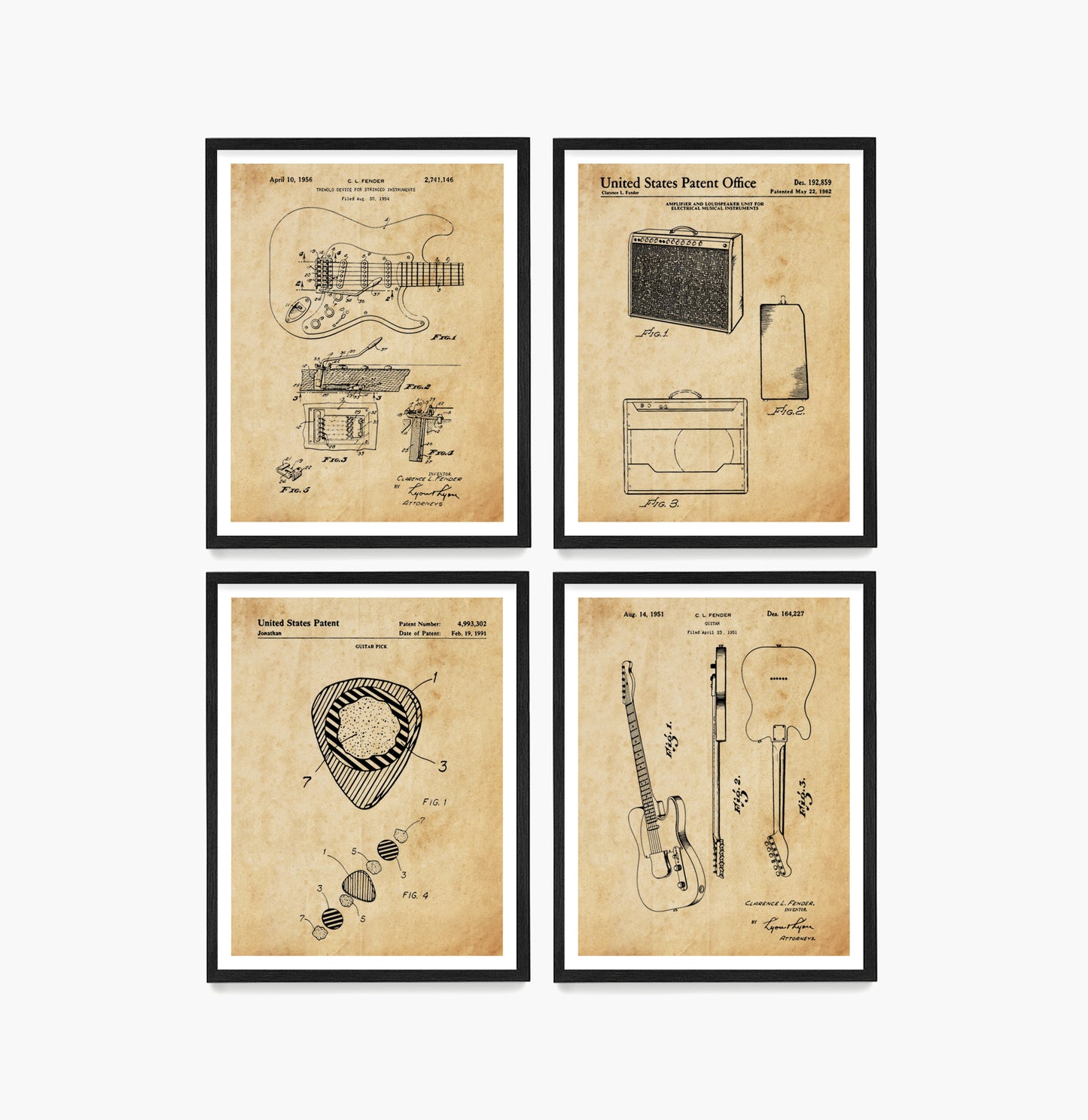 Guitar Patent Wall Art, Fender Guitar Posters