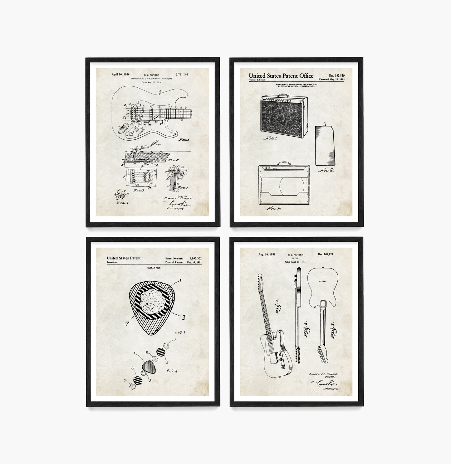 Guitar Patent Wall Art, Fender Guitar Posters