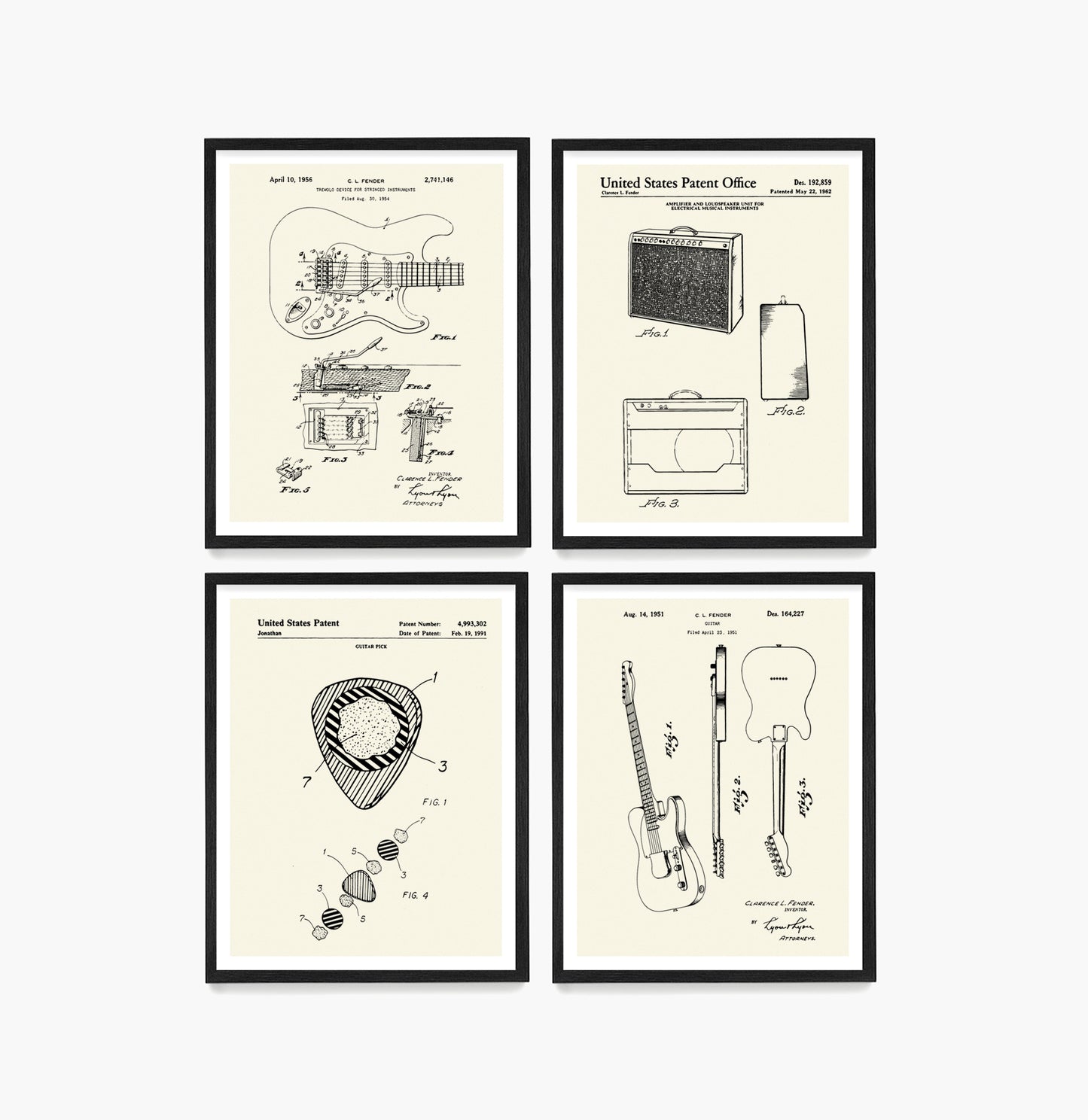 Guitar Patent Wall Art, Fender Guitar Posters
