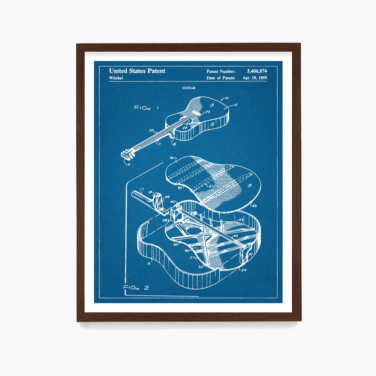 Martin Guitar Patent Poster, Bluegrass Guitar Patent Wall Art, Music Room Decor