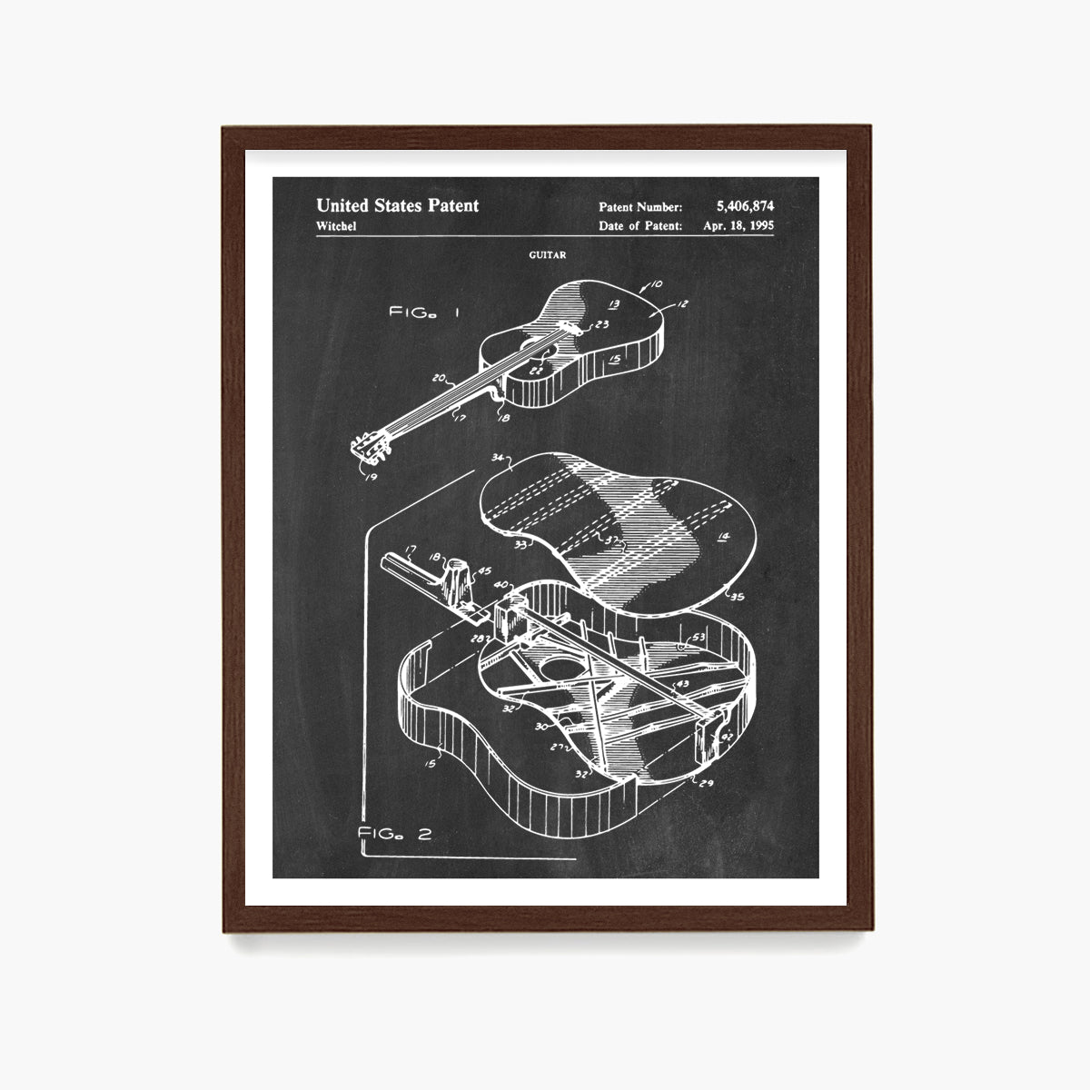 Martin Guitar Patent Poster, Bluegrass Guitar Patent Wall Art, Music Room Decor
