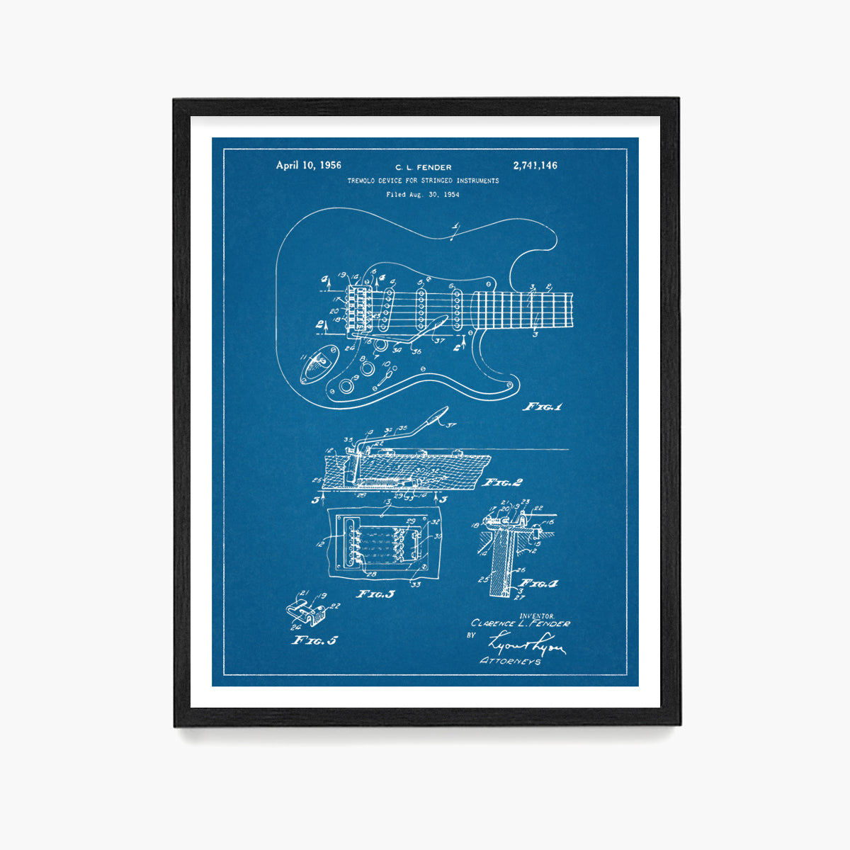 Fender Stratocaster Guitar Patent Poster, Guitar Patent Wall Art