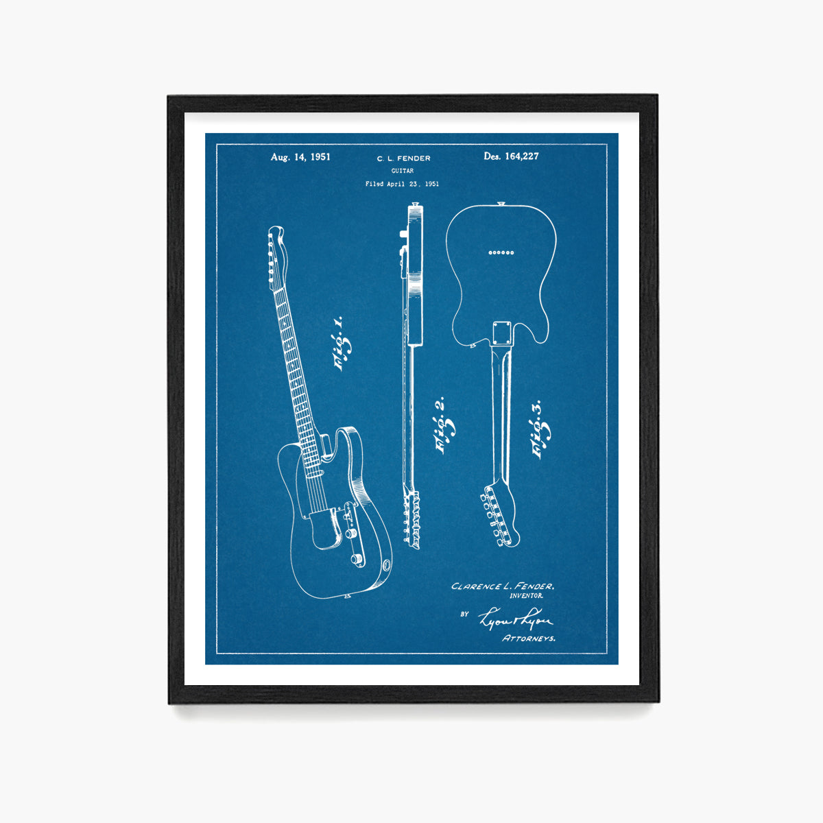 Fender Telecaster Guitar Patent Poster, Guitar Patent Wall Art