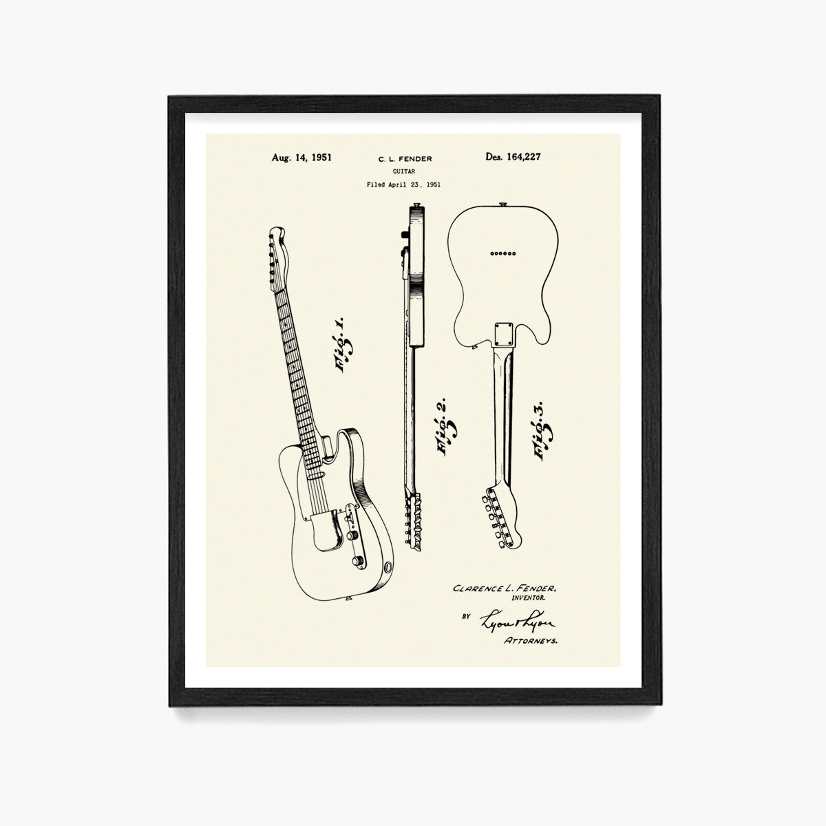 Fender Telecaster Guitar Patent Poster, Guitar Patent Wall Art