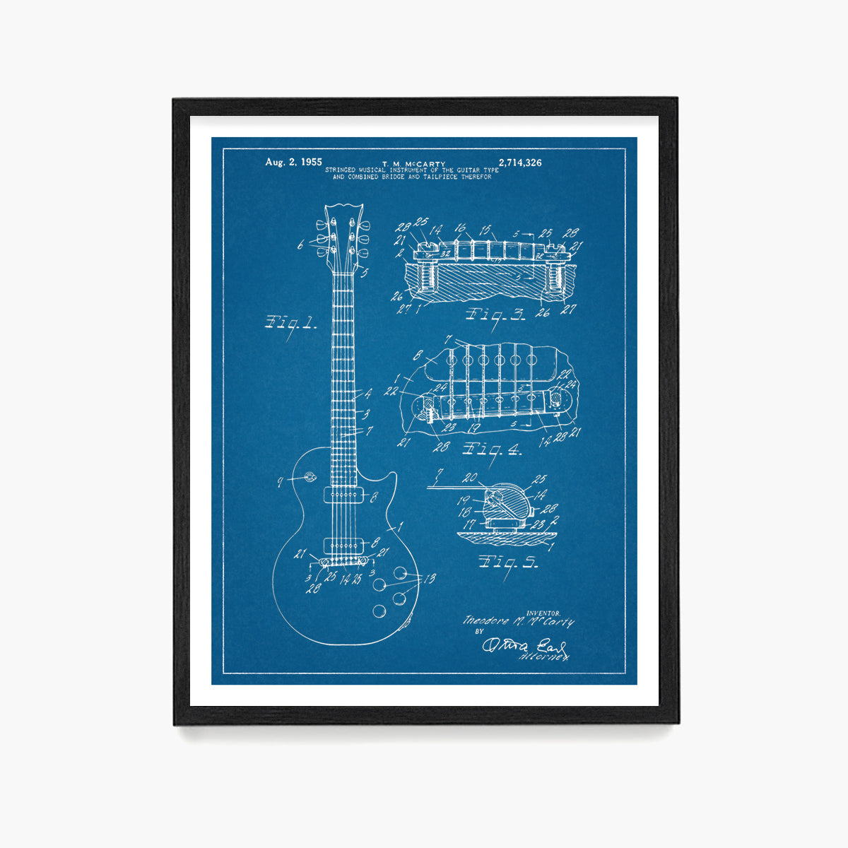 Les Paul Guitar Patent Poster, Guitar Patent Wall Art