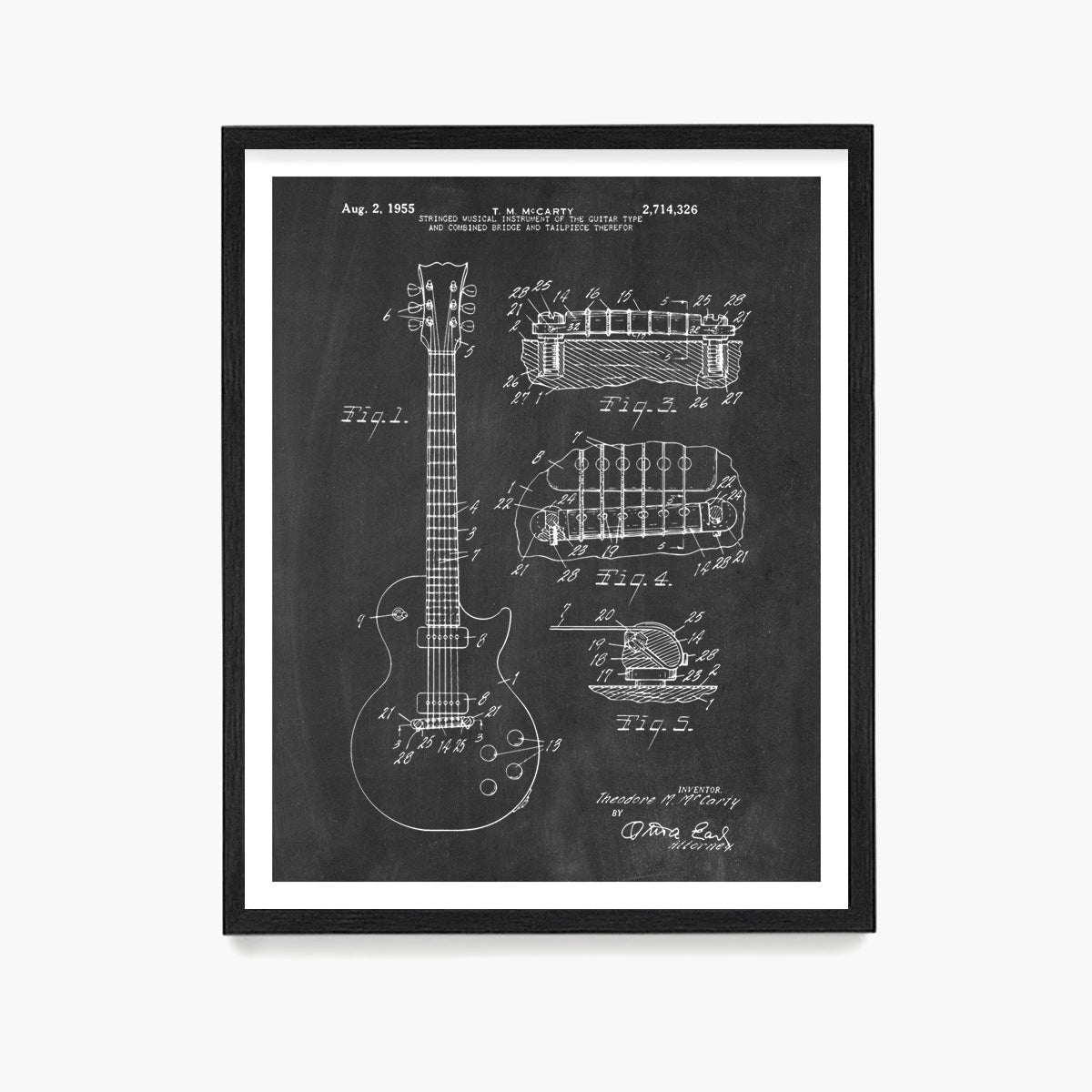 Les Paul Guitar Patent Poster, Guitar Patent Wall Art