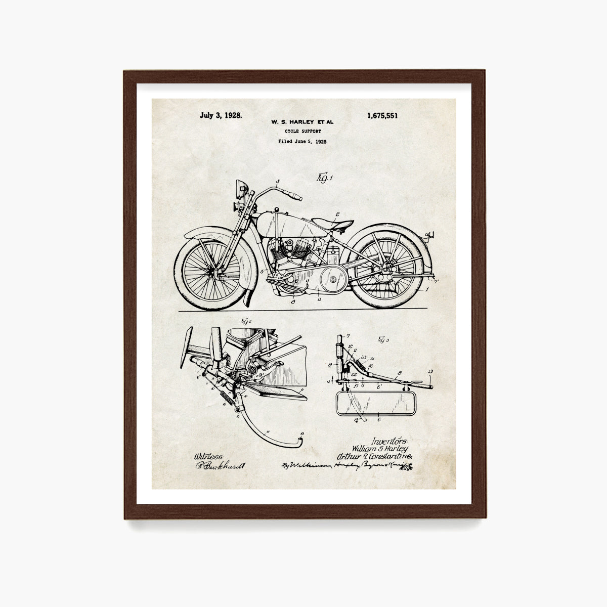 Harley Davidson Motorcycle Patent Poster, Harley Davidson Wall Art