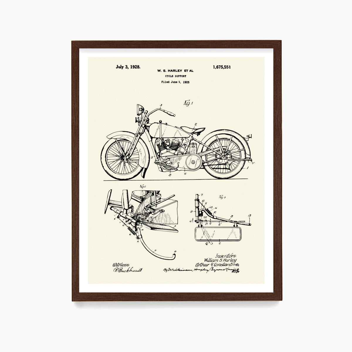 Harley Davidson Motorcycle Patent Poster, Harley Davidson Wall Art