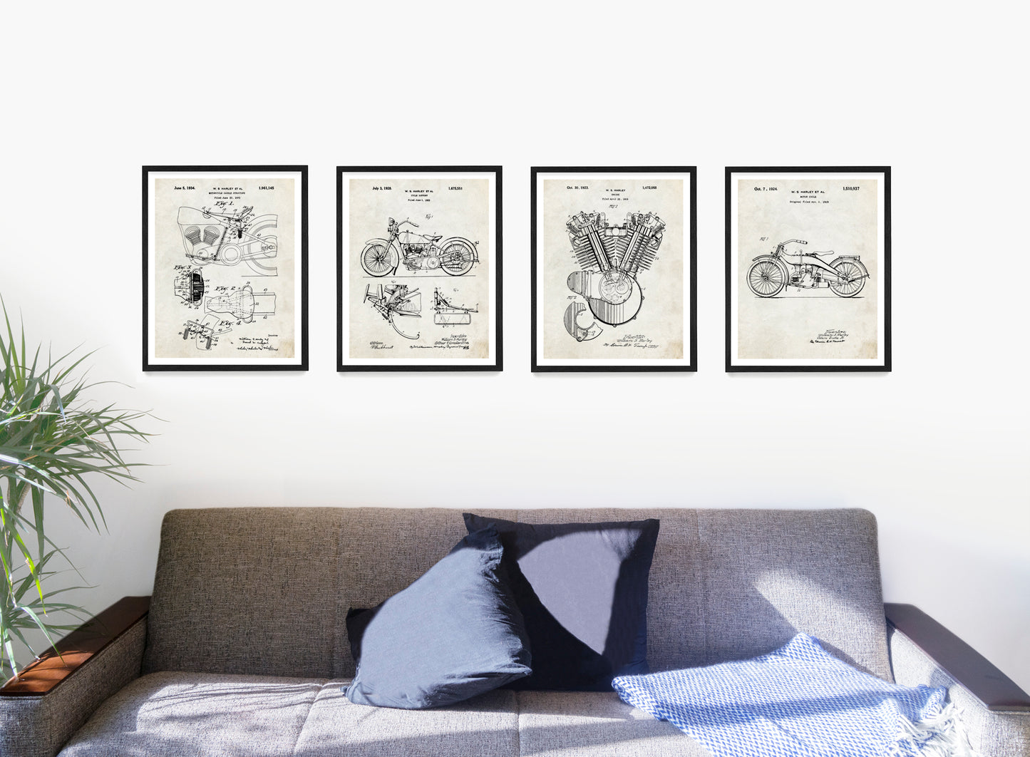 Harley Davidson Motorcycle Patent Wall Art, Harley Davidson Posters