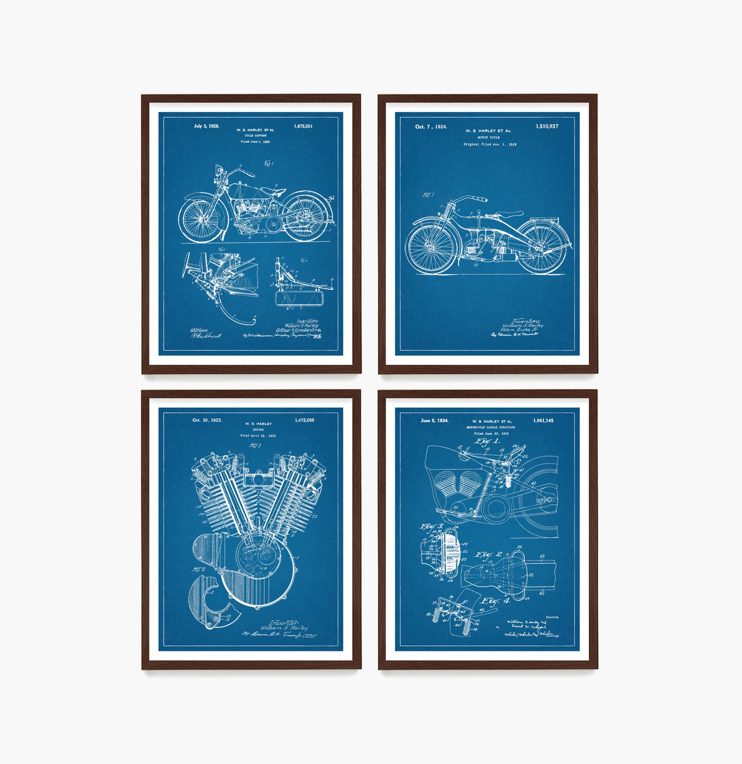 Harley Davidson Motorcycle Patent Wall Art, Harley Davidson Posters