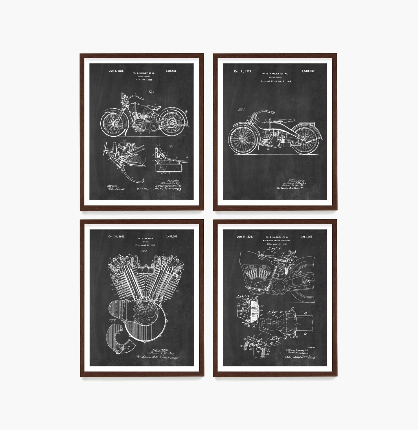 Harley Davidson Motorcycle Patent Wall Art, Harley Davidson Posters