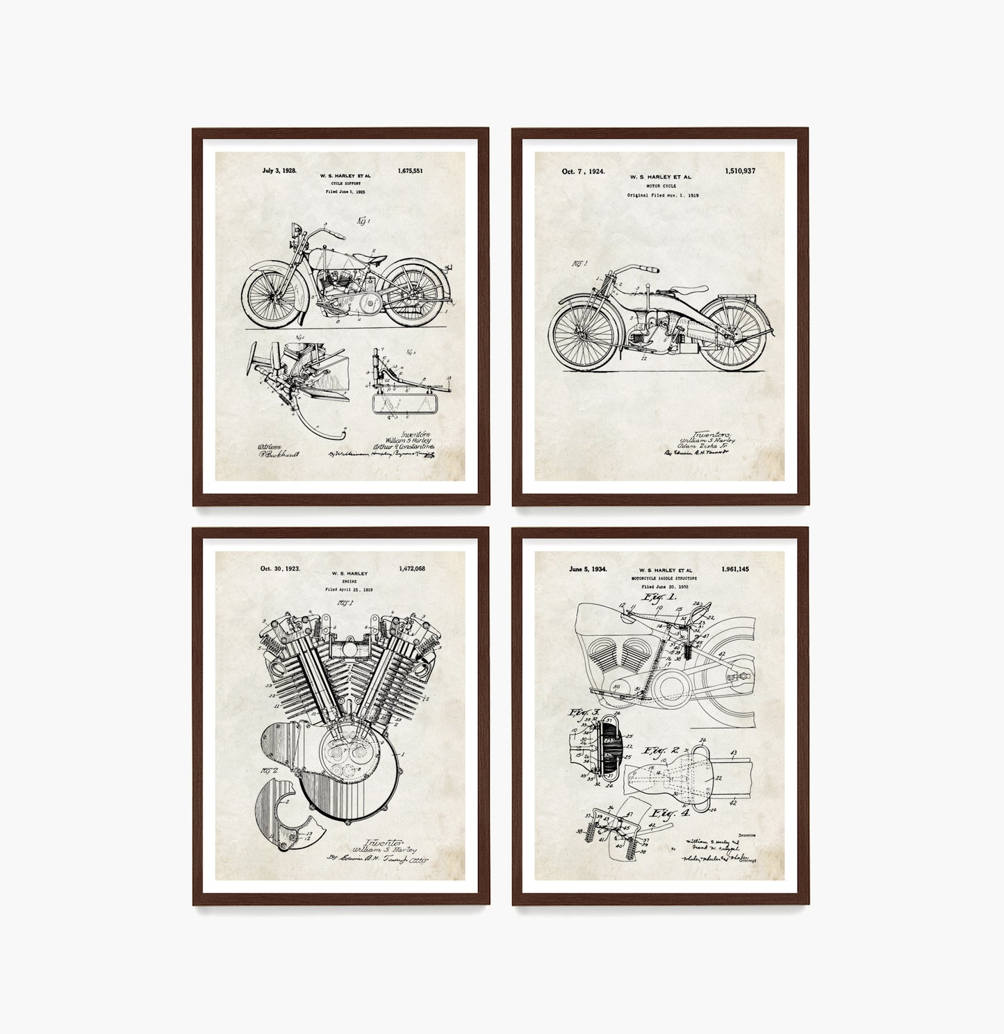 Harley Davidson Motorcycle Patent Wall Art, Harley Davidson Posters