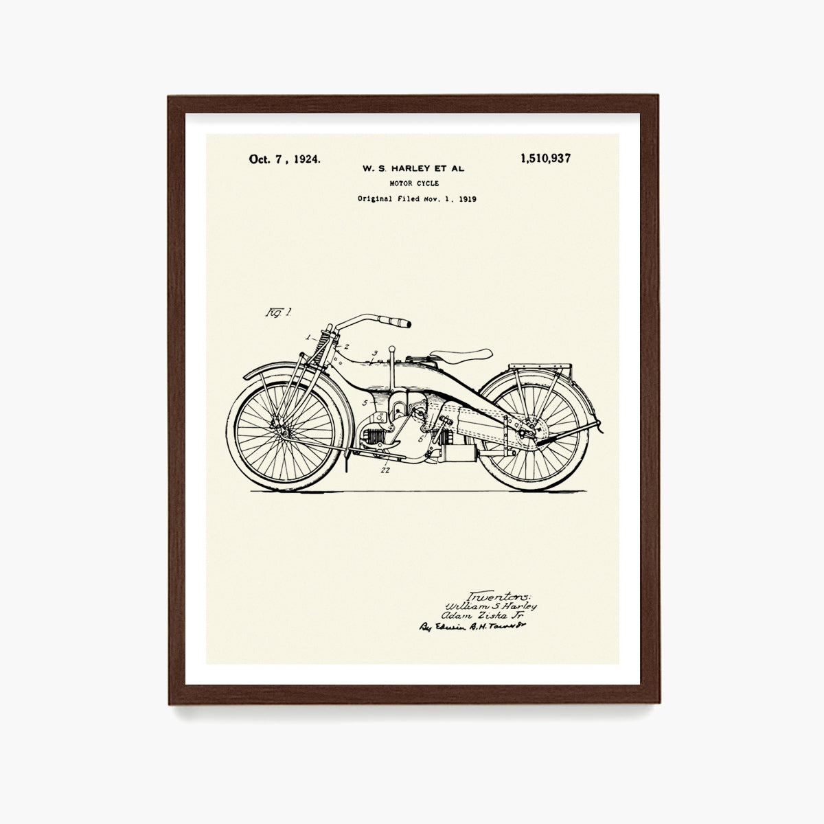 Harley Davidson Motorcycle Patent Poster, Harley Davidson Wall Art