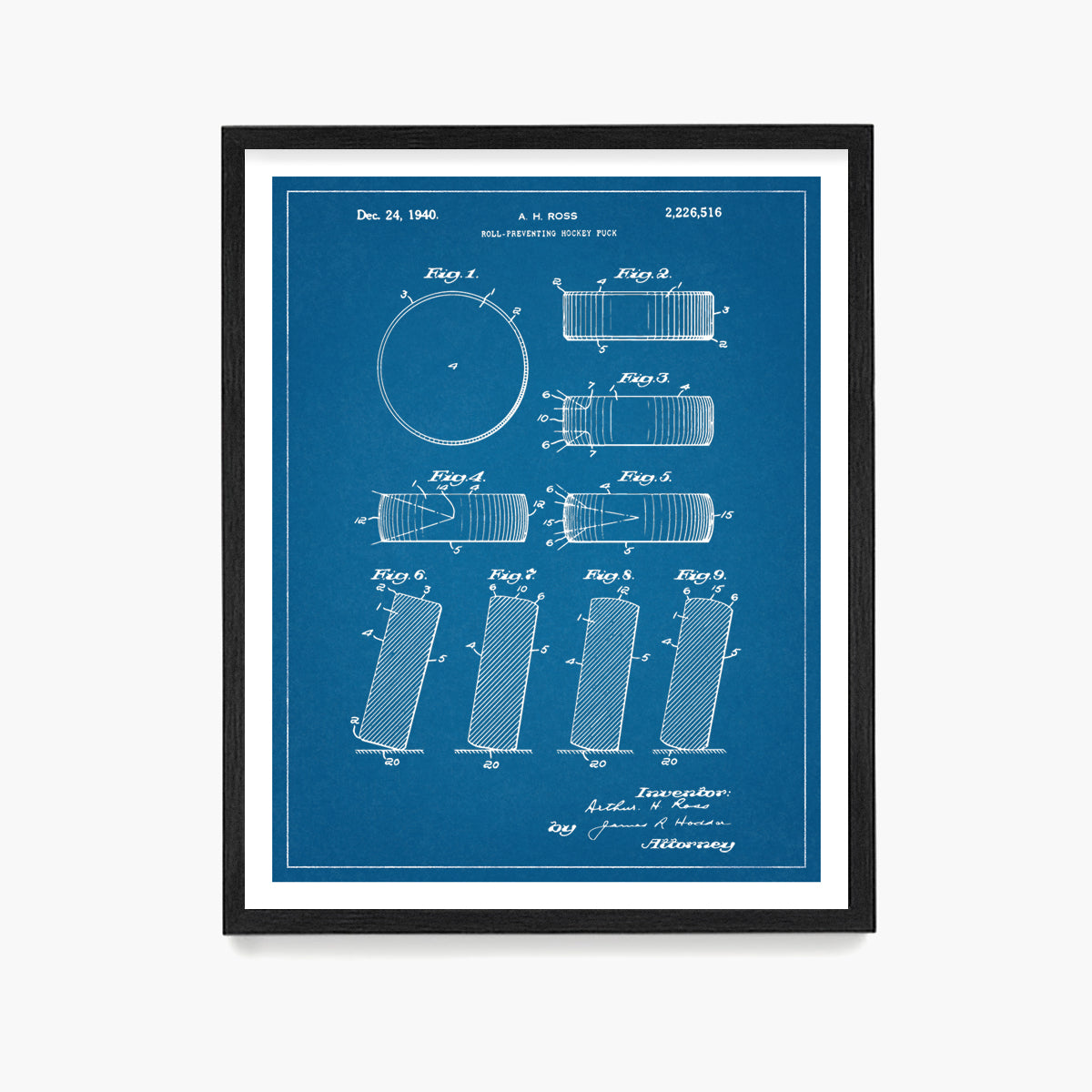 Hockey Puck Patent Poster, Ice Hockey Wall Art
