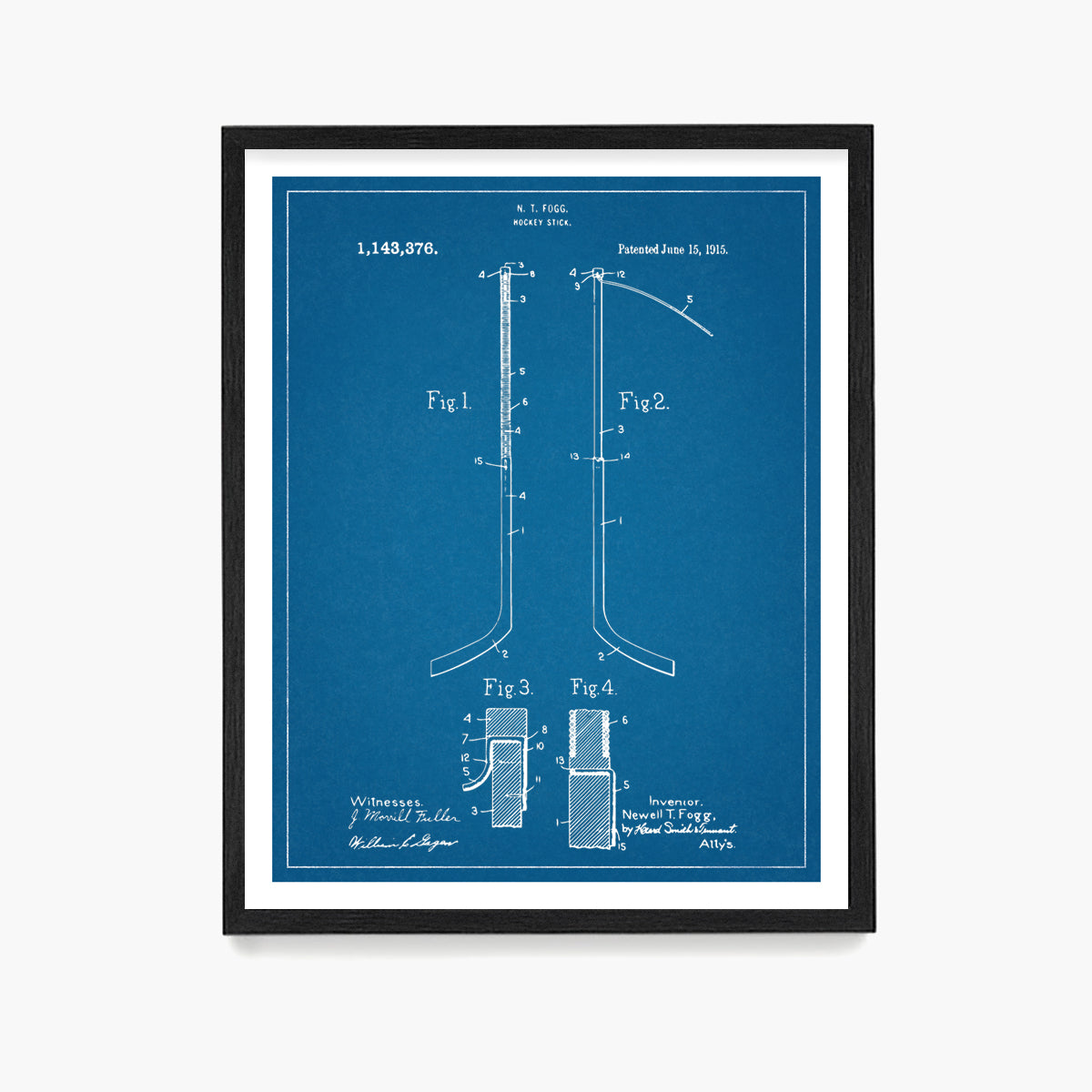 Hockey Stick Patent Poster, Ice Hockey Wall Art