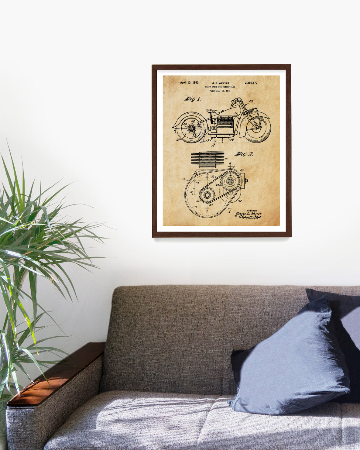 Indian Motorcycle Patent Poster, Indian Motorcycle Wall Art
