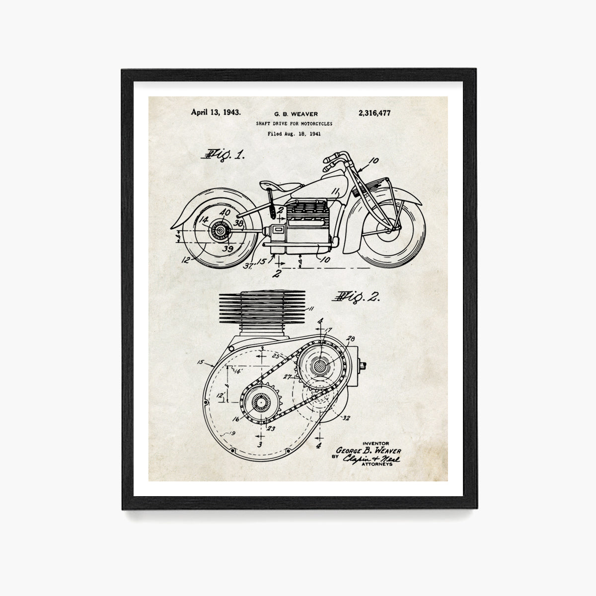Indian Motorcycle Patent Poster, Indian Motorcycle Wall Art