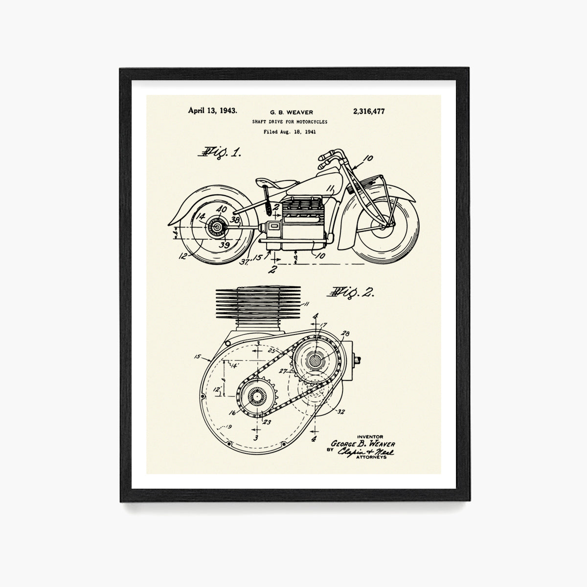 Indian Motorcycle Patent Poster, Indian Motorcycle Wall Art